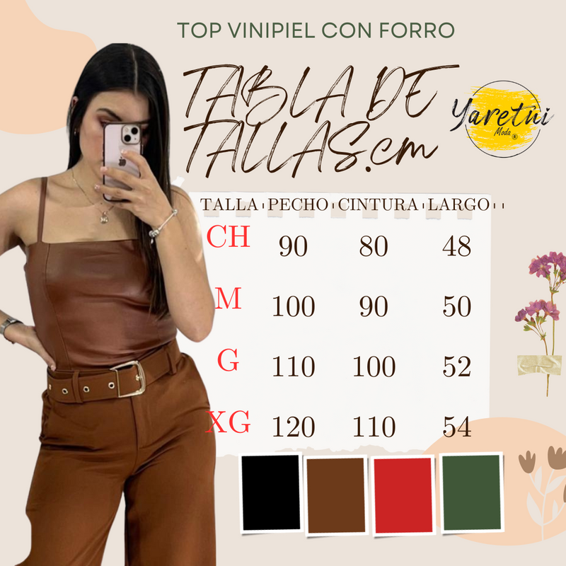 Top Para Dama Casual Vinipiel Con Forro Tirantes