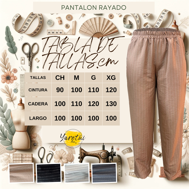 Pantalon Para Dama Casual Con Elastico Rayado