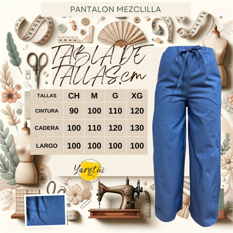 Pantalon Para Dama Con Elastico Con Bolsas Casual Mezclilla