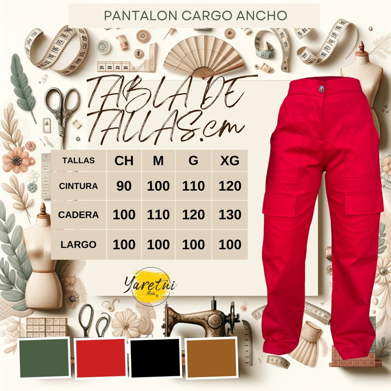 Pantalon Para Dama Casual Tipo Cargo Ancho Con Cremallera