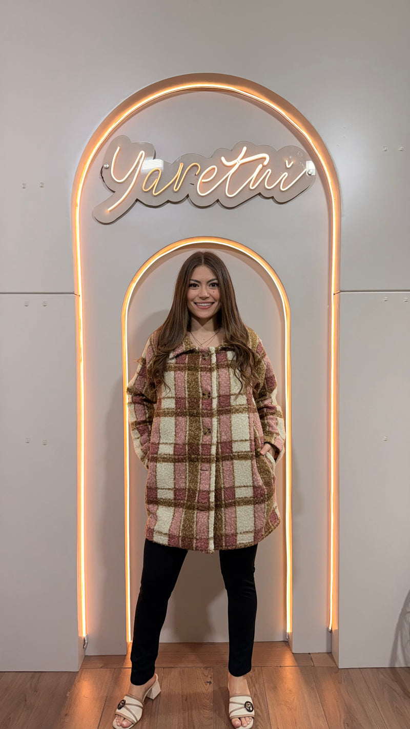 Gabardina Para Dama Abrigo Saco Blazer Boucle Boton Elegante