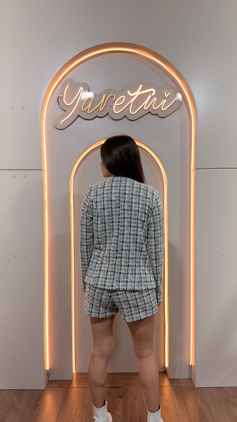 Conjunto Para Dama Blazer Saco Y Short Botones Boucle