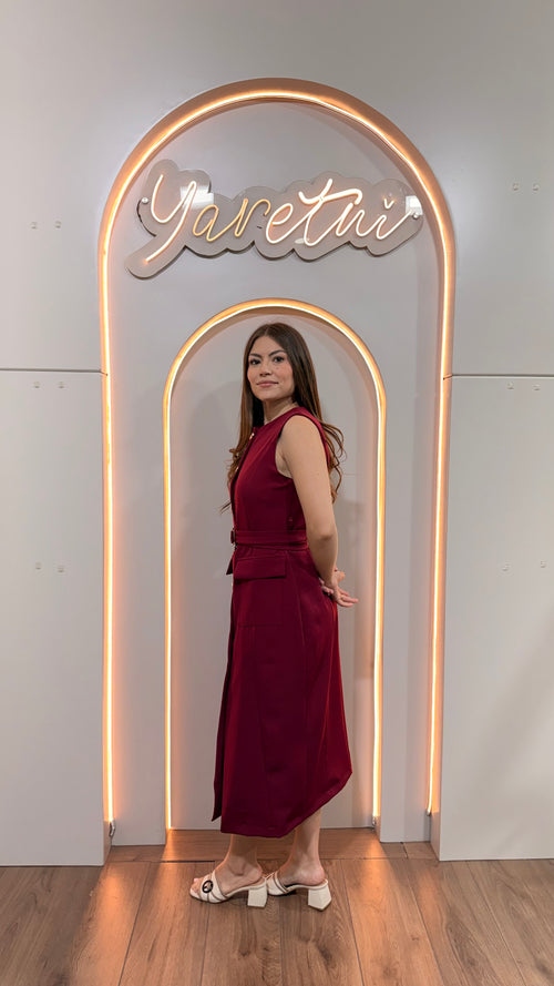 Vestido Para Dama Boton Dorado Formal Elegante Bolsas + Fajo