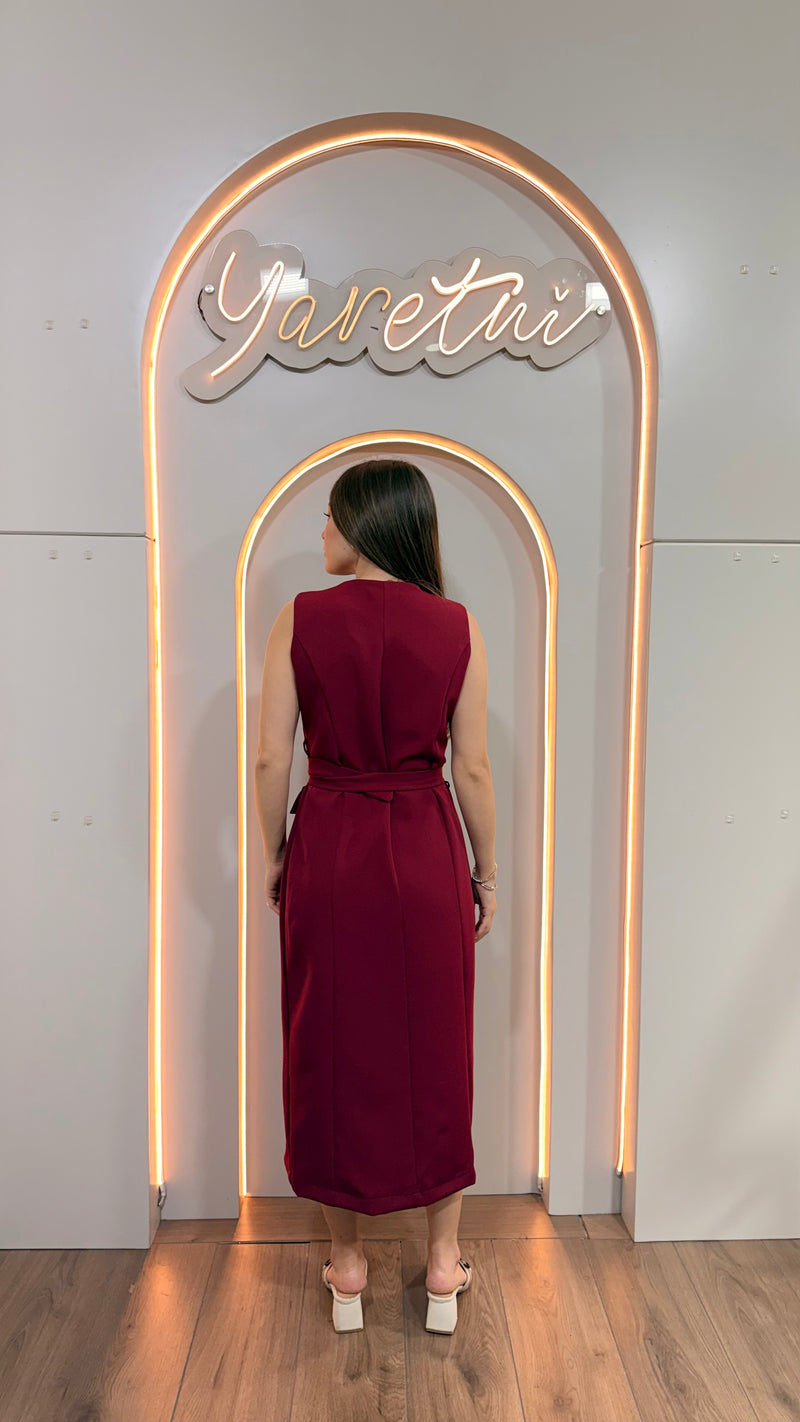 Vestido Para Dama Boton Dorado Formal Elegante Bolsas + Fajo
