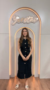 Vestido Para Dama Boton Dorado Formal Elegante Bolsas + Fajo