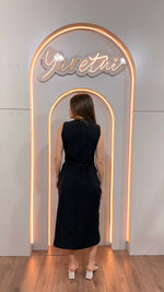 Vestido Para Dama Boton Dorado Formal Elegante Bolsas + Fajo