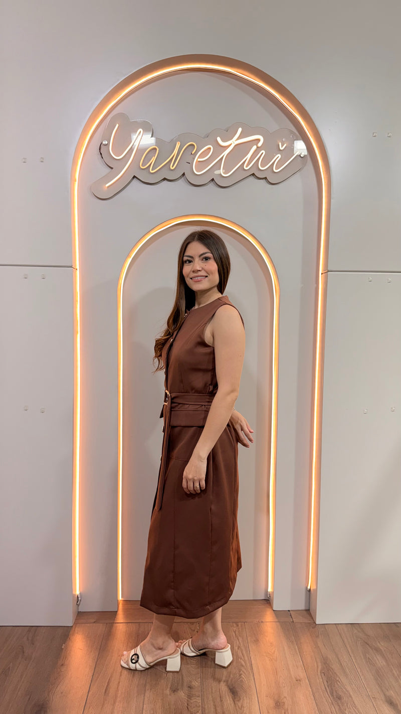 Vestido Para Dama Boton Dorado Formal Elegante Bolsas + Fajo