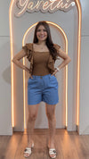 Short Para Dama Casual Con Cremallera Elastico Mezclilla
