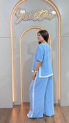 Conjunto Para Dama Combinado Lineas Blanca Blusa Y Pantalón