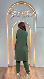 Conjunto Para Dama Casual Pantalon Y Chaleco Largo Con Boton