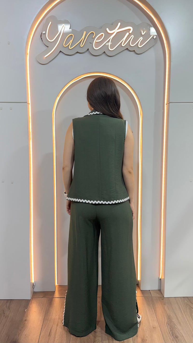 Conjunto Para Dama Pantalon Y Chaleco Espigas Casual