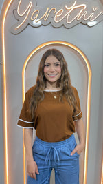 Blusa Para Dama Casual Olgada Cuello Redondo Combinada Bies