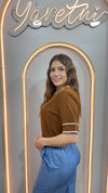 Blusa Para Dama Casual Olgada Cuello Redondo Combinada Bies