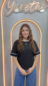 Blusa Para Dama Casual Olgada Cuello Redondo Combinada Bies