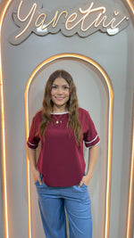 Blusa Para Dama Casual Olgada Cuello Redondo Combinada Bies