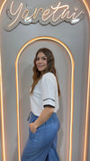 Blusa Para Dama Casual Olgada Cuello Redondo Combinada Bies