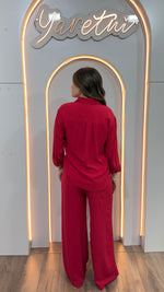Conjunto Para Dama Pantalon Elastico Y Camisa Boton Dorado
