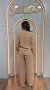 Conjunto Para Dama Pantalon Elastico Y Camisa Boton Dorado