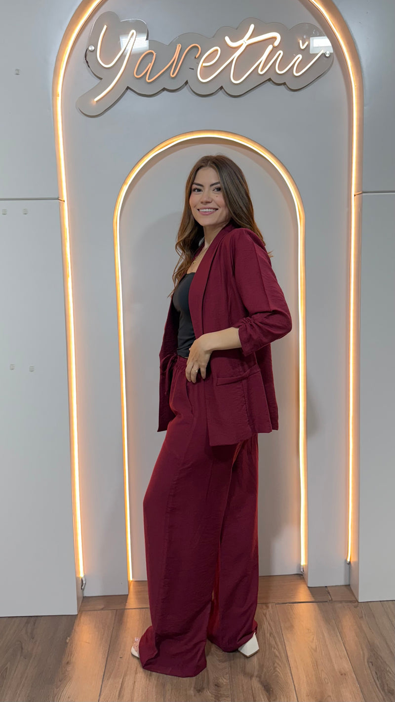 Conjunto Para Dama Blazer Con Hombreras Y Pantalon Tulum
