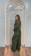 Conjunto Para Dama Pantalon Elastico Y Camisa Boton Dorado