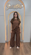 Conjunto Para Dama Pantalon Elastico Y Blusa Con Boton 2pz