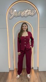 Conjunto Pantalon Con Elastico Y Camisa Cuello Cuadrado 2pz
