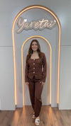 Conjunto Pantalon Con Elastico Y Camisa Cuello Cuadrado 2pz