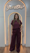 Conjunto Para Dama Pantalon Elastico Y Blusa Con Boton 2pz