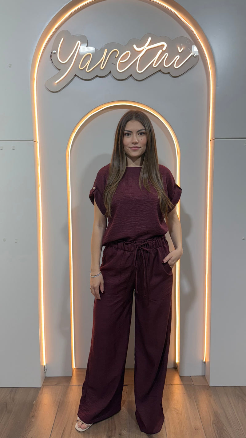 Conjunto Para Dama Pantalon Elastico Y Blusa Con Boton 2pz