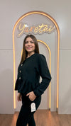 Camisa Para Dama Casual Manga Larga Con Olan Boton Dorado