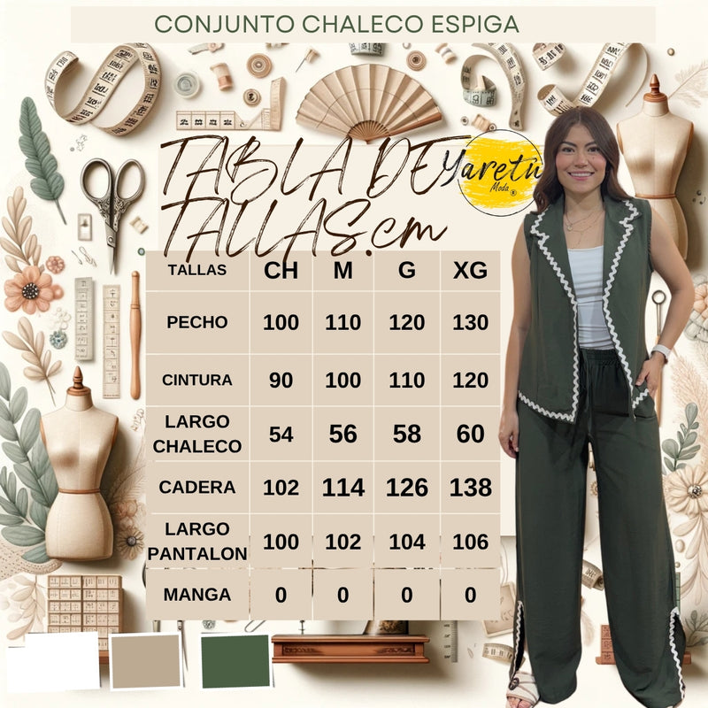 Conjunto Para Dama Pantalon Y Chaleco Espigas Casual