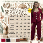 Conjunto Pantalon Con Elastico Y Camisa Cuello Cuadrado 2pz