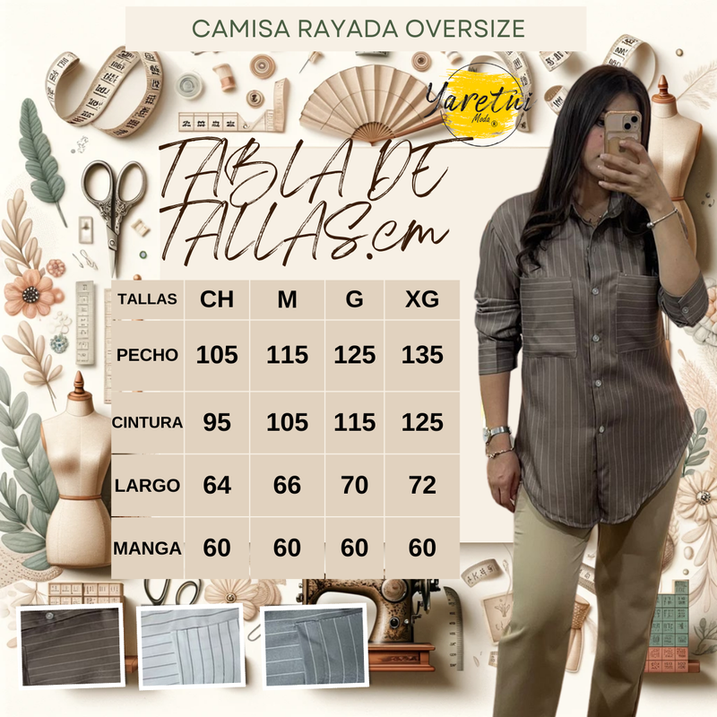 Camisa Para Dama Tipo Oversize Rayada Casual