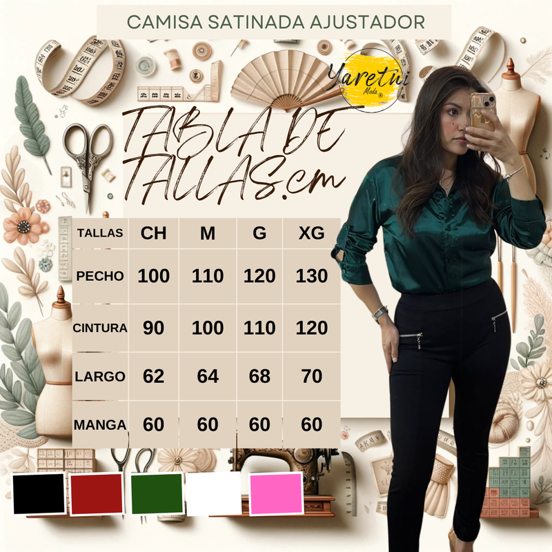 Camisa Para Dama Boton Delantero Con Ajustador Satin