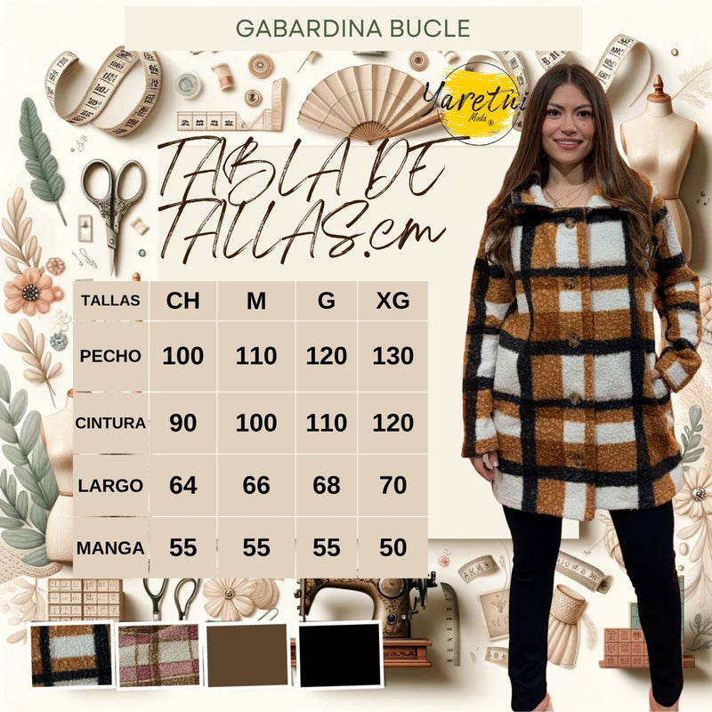 Gabardina Para Dama Abrigo Saco Blazer Boucle Boton Elegante