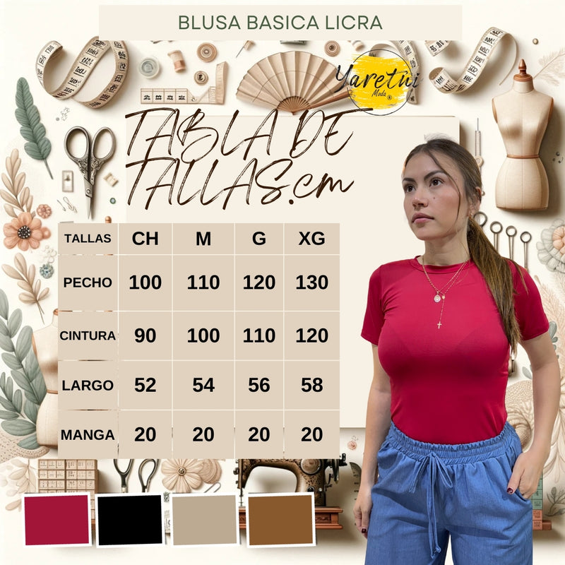 Blusa Para Dama Basic Casual Comoda Licra Stretch