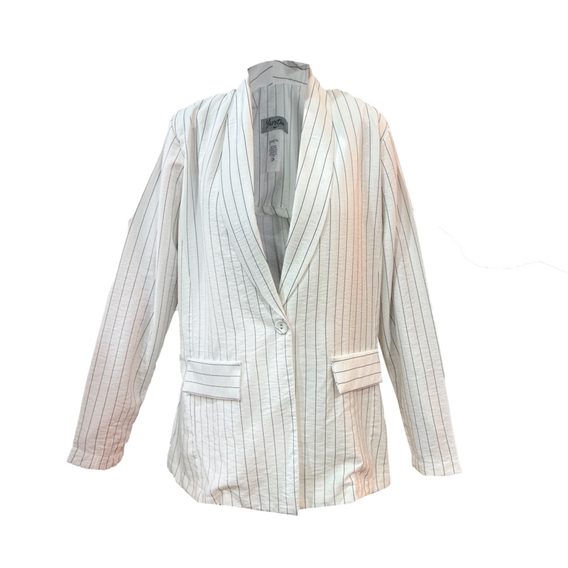 Blazer Para Dama Con Solapa Rayado Con Boton Formal Y Casual