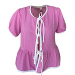 Blusa Para Dama Casual Combinada Con Moños Con Olan