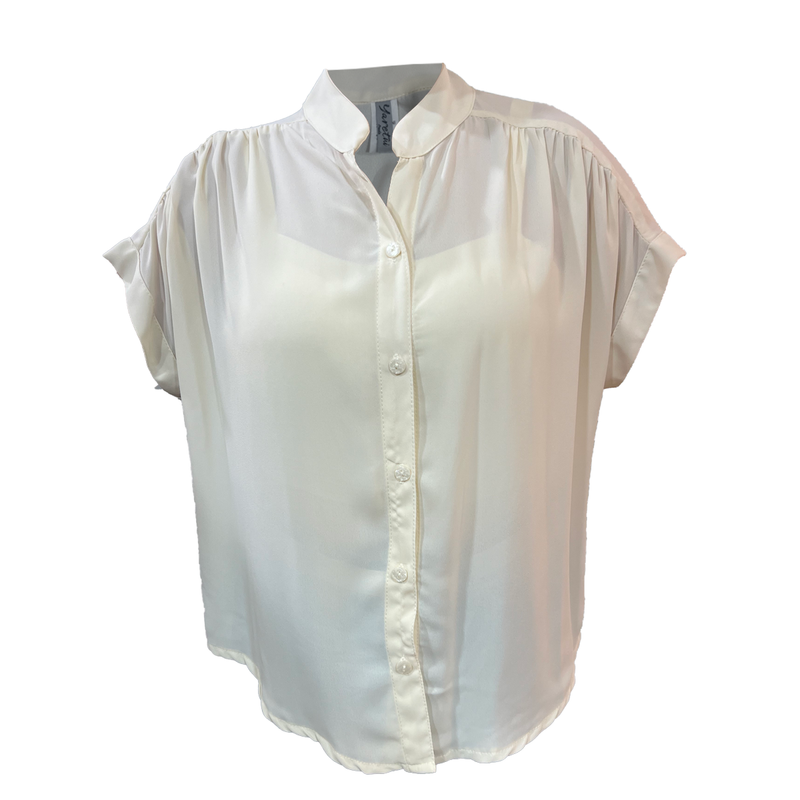 Camisa Para Dama Casual Plisada  Con Olanes Botones