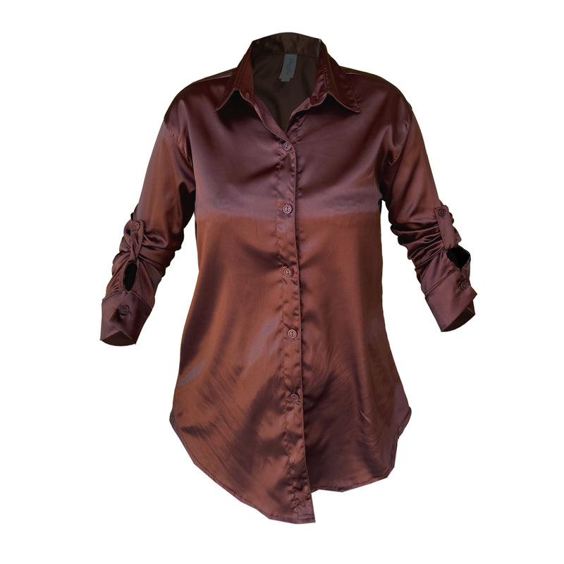 Camisa Para Dama Boton Delantero Con Ajustador Satin