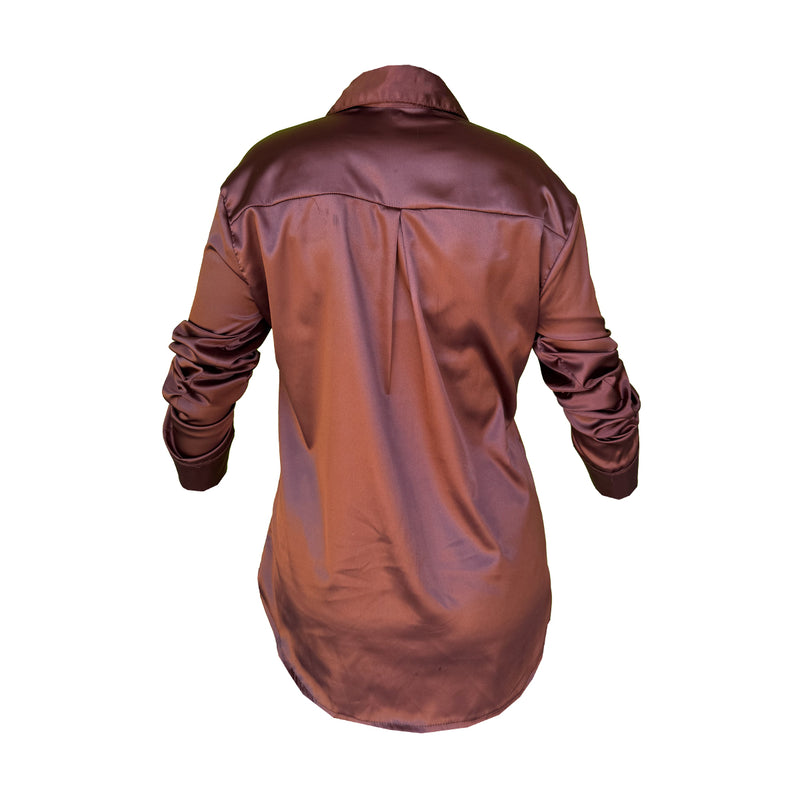 Camisa Para Dama Boton Delantero Con Ajustador Satin