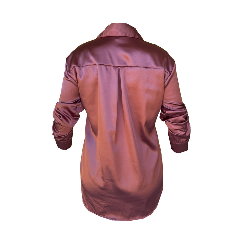 Camisa Para Dama Boton Delantero Con Ajustador Satin