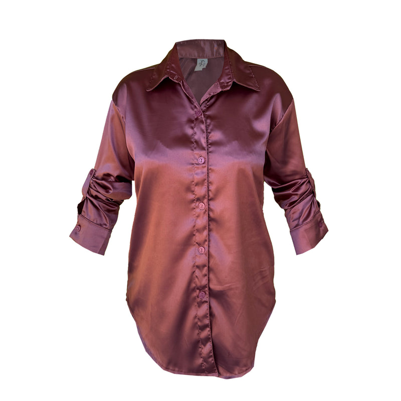 Camisa Para Dama Boton Delantero Con Ajustador Satin
