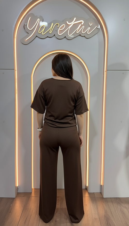 Conjunto Para Dama Pantalon Elastico Y Blusa Oversize Rib