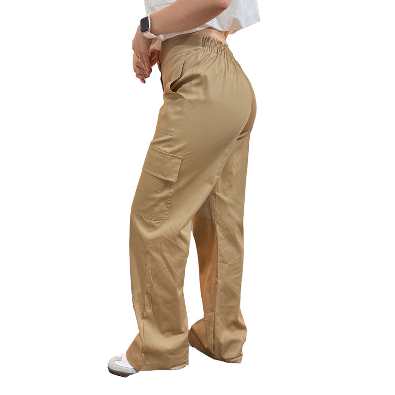 Pantalon Para Dama Casual Tipo Cargo Ancho Con Cremallera