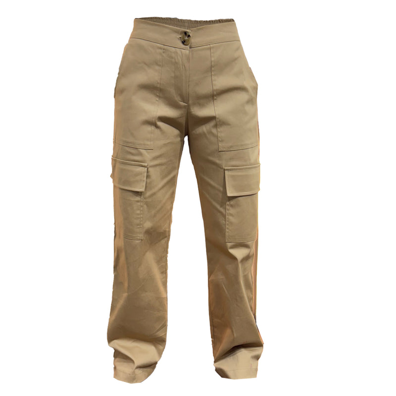 Pantalon Para Dama Casual Tipo Cargo Ancho Con Cremallera