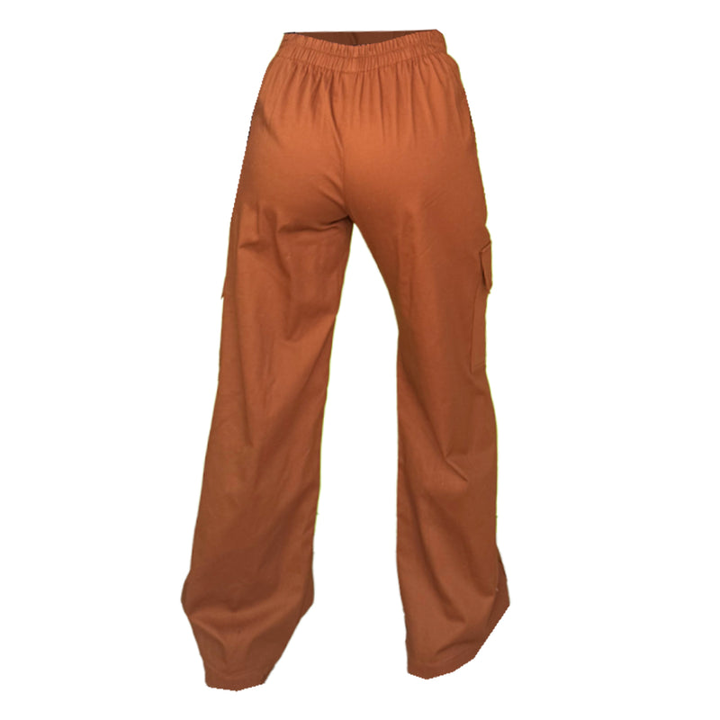 Pantalon Para Dama Casual Tipo Cargo Ancho Con Cremallera