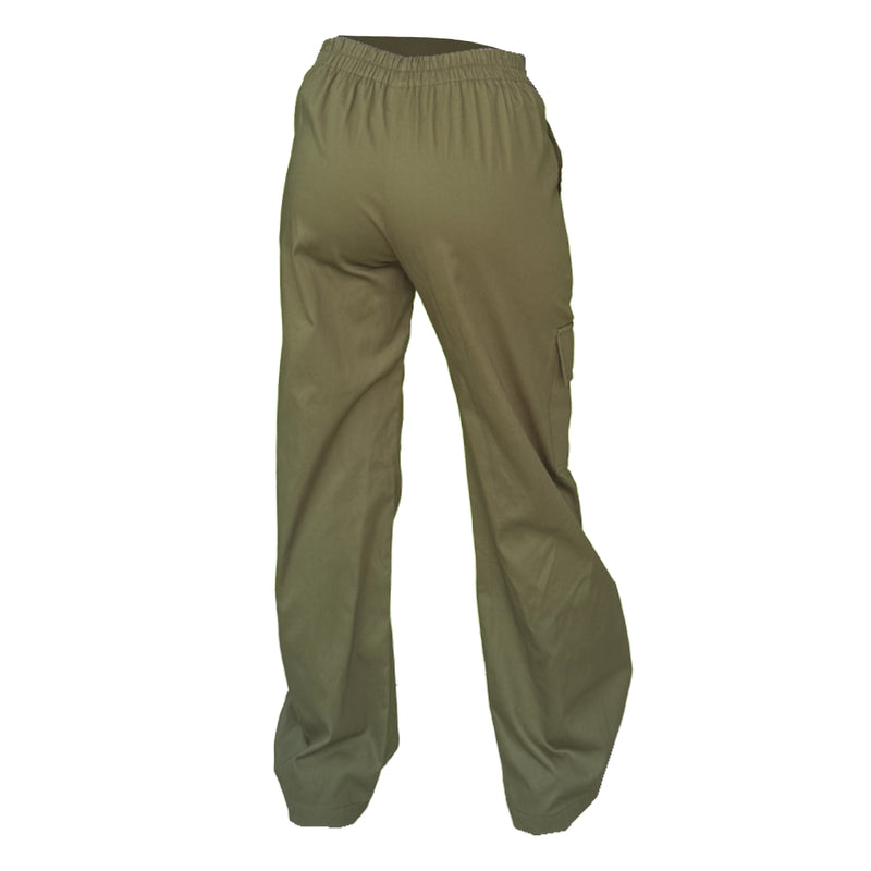 Pantalon Para Dama Casual Tipo Cargo Ancho Con Cremallera