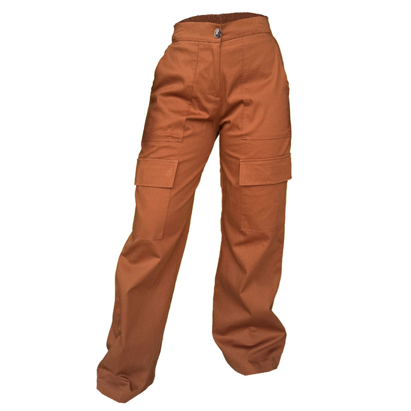 Pantalon Para Dama Casual Tipo Cargo Ancho Con Cremallera
