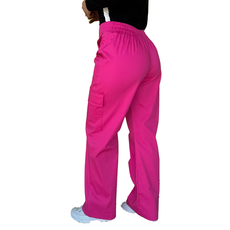 Pantalon Para Dama Casual Tipo Cargo Ancho Con Cremallera